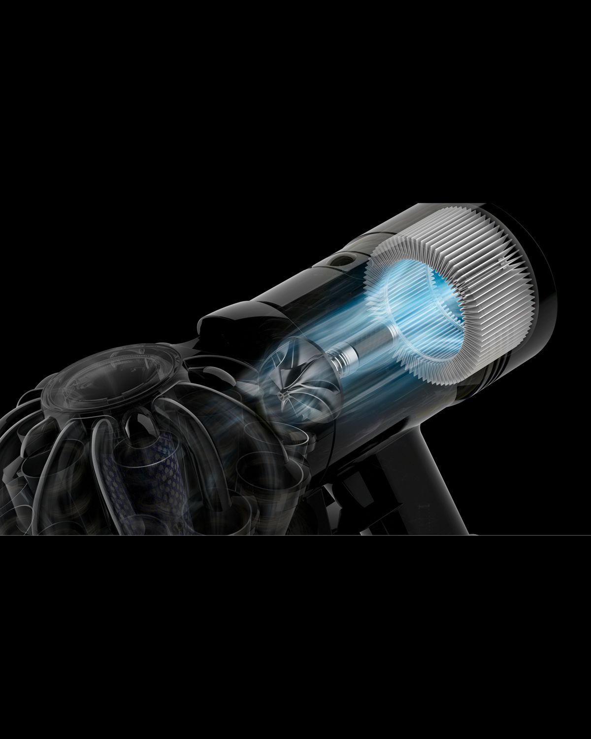 A cut away showing the inner working of the Dyson motor